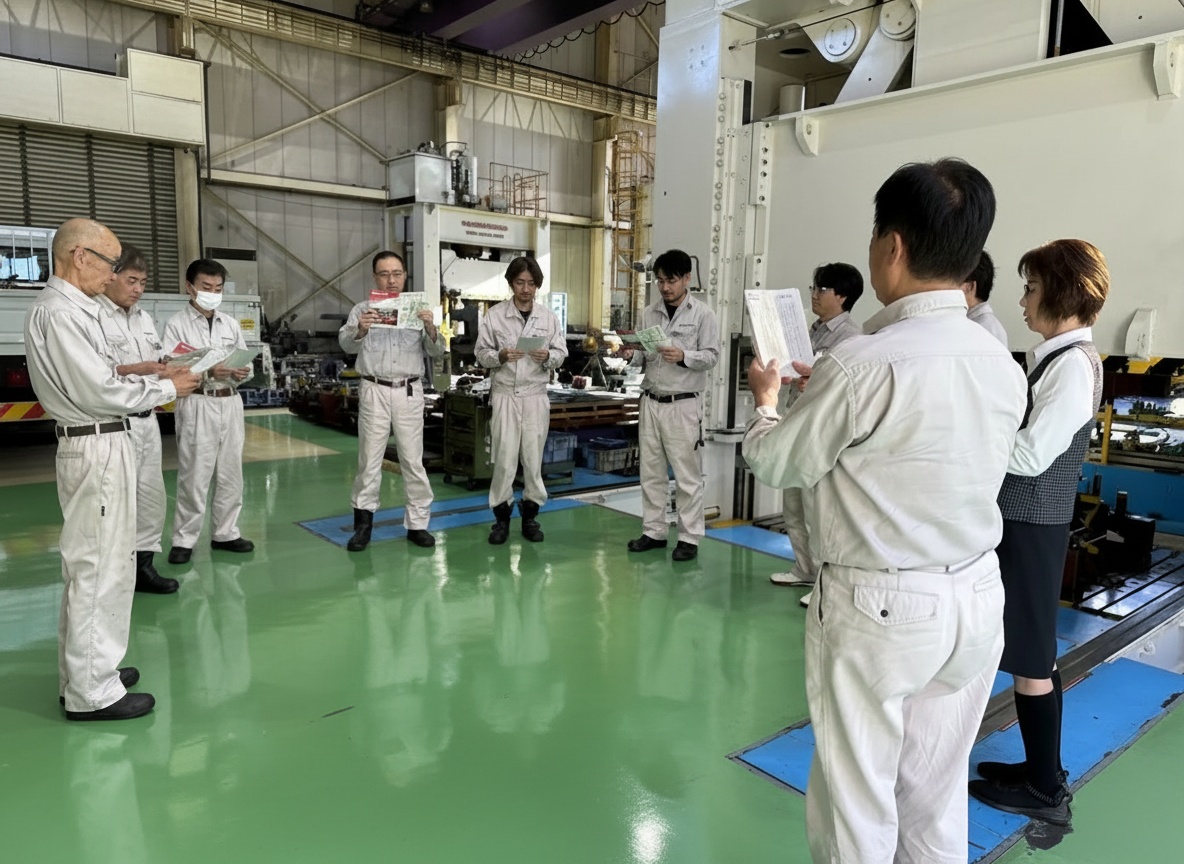 集合している従業員